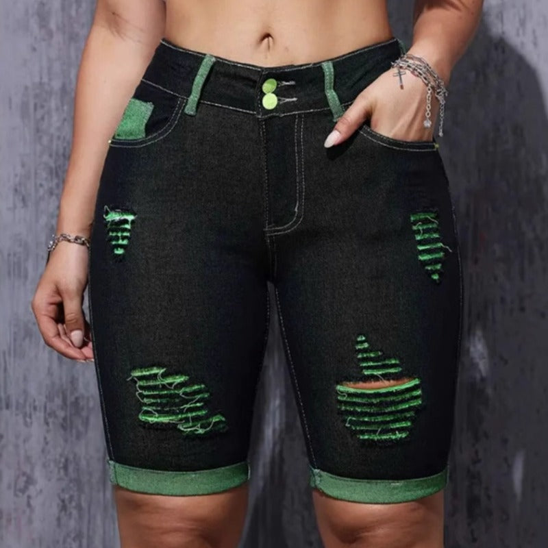 Women's spring/summer distressed denim shorts - plus size, premium quality, perfect for amazon & independent e-commerce stores