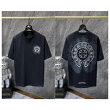 Ch hip-hop t shirts summerch crow sanskrit cross foam pull slurry short sleeve loosecasualpure cotton american heavy weight