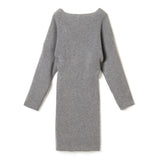 Women Maxi Dress Autumn and Winter V-neck Knitted Dress