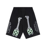 Saint m t pants s.m cracked pulp bone printingcasualloose shorts