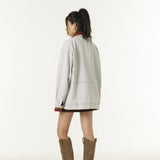 Unisex Jacket Autumn Vintage Stand Collar Denim Jacket