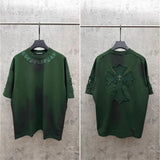 Ch hip-hop t-shirts - ch short sleeve classic minimalist cross appliqué embroidered short sleeve t-shirt - casual