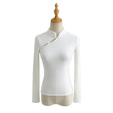 Women Sweater Knitwear Mandarin Collar Knitwear Spring Sexy Long Sleeve T-shirt