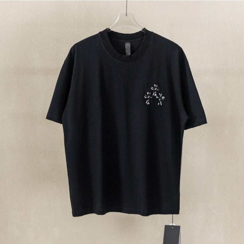 Ch hip-hop t shirts ch short-sleeved cross sanskrit horseshoe patch embroiderloosecasualamericaneasiest for match