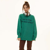 Unisex Sweater Autumn Striped Embroidery Stitching Sweater