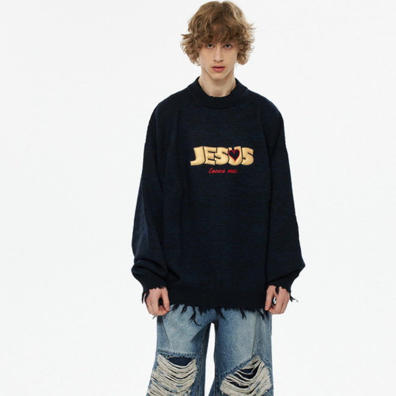 Vetements Sweater Ripped round Neck Sweater Autumn Sweater