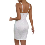 Women Dresses V-neck Hip Skirt Hollow Lace Dress (Cy0417)