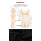 Shapewear bodysuit long sleeves waist and abdomen tightening