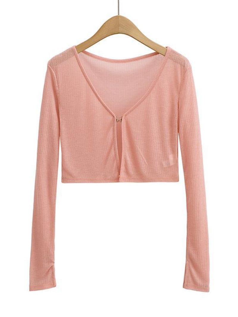 Women Sweater Knitwear Summer Fork Sun Protection Knit Cardigan V-neck Top