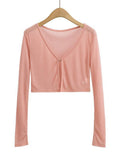 Women Sweater Knitwear Summer Fork Sun Protection Knit Cardigan V-neck Top