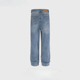 MIJKO Men Vintage Pants MIJKO splicing straight wash water to make old jeans
