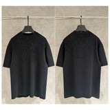 Ch hip-hop t shirts ch short-sleeved horseshoe sanskrit logo burnt flower loose version round neck t-shirt