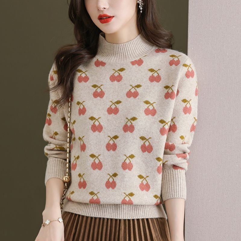 Women Knitted Pullover Turtleneck Sweater Autumn and Winter Loose Casual Sweater