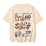 Hip-hop t-shirts: ss american high street trendy short sleeve letter print brainstorm loose casual crew neck short sleeve tee