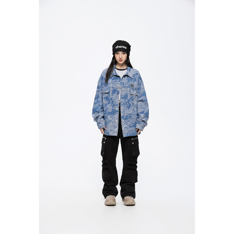 Unisex Jacket Men and Women Couple Loose Retro Washed Denim Jacket