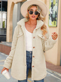 Women Trench Coat Fall and Winter Lapels Long Sleeve Loose Breasted Plush Jacket