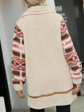 Women Trench Coat Lapel Long Stitching Zipper Plush Coat