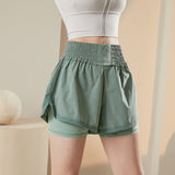 Women Yoga Sports Shorts Training Running Fake Two-Piece Quick-Drying