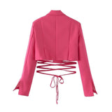 Women Suits Spring and Autumn Suit Sexy Long Sleeve Slim Fit Midriff-Baring Bandage Small Top