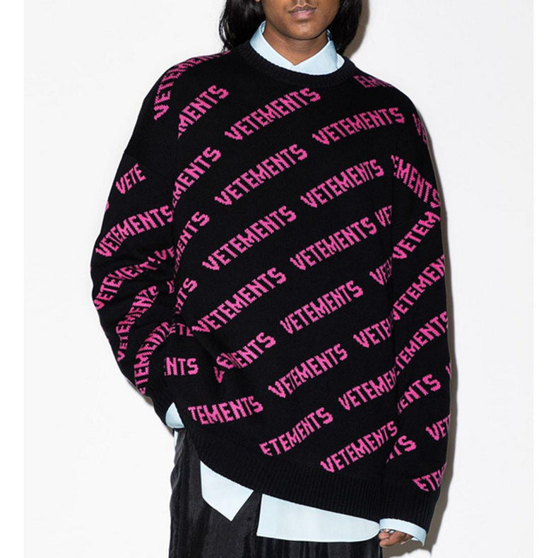 Vetements Sweater Werther Cute Sweater Women's Letter Loose Sweater