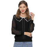 Women Knitwear Spring Knitwear Lace Chiffon Long Sleeve Shirt