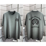 Ch hip-hop t shirts high version ch short sleeve sanskrit printingloosecasualpure cotton american heavy weight short sleeve men