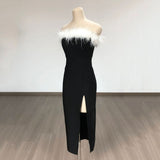 Women Evening Dress High Slit Bandage One-Piece Dress