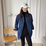 Women Jacket Autumn Winter Retro Denim Shirt Women Loose and Warm Coat