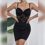 Women Dresses V-neck Hip Skirt Hollow Lace Dress (Cy0417)