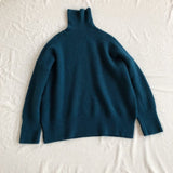 Women Knitted Pullover Red Sweater Turtleneck Coat Loose Sweater