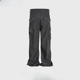 MIJKO Men Vintage Pants MIJKO Wide Foot Crease Design Casual Overalls
