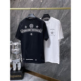 Ch hip-hop t shirts ch kroma hoof sanskrit scroll handmade rivets five-pointed star short-sleeved loosecasualpure cotton american high street