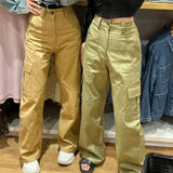 Women Sweatpants Spring and Autumn Retro Multi-Pocket Cargo Pants Loose Casual Trousers