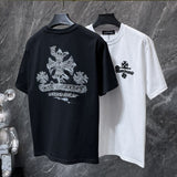 Ch hip-hop t shirts ch short sleeve sanskrit horseshoe cross embroider loosecasualpure cotton american heavy weight