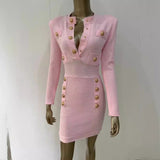 Women Dresses Bandage Dress Metal Buckle Slim Fit Dress (Ont0408)