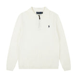 Polo collar rl ralph pony tops half zipper pullover knittingfall and winter sweater polo collar pony jacquard