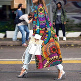 Women Trench Coat Autumn and Winter Loose Printed Woolen Coat Printed