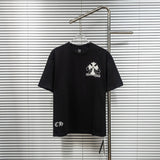 Ch hip-hop t shirts ch short-sleeved sanskrit cross patch leather label loosecasualpure cotton american heavy weight
