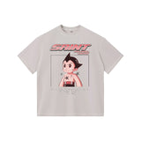 Washed distressed horror mickey saintmichaelmedm retro american t-shirt looseheavy weight round neck