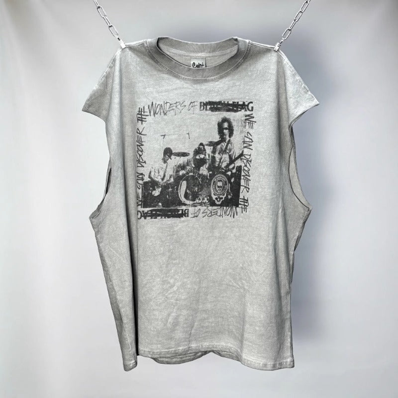 saint m t shirts s.m collaboration band graphic crew neck short sleeve t-shirt