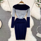 Women Maxi Dress Fall/Winter Slim Hip Stretch Knitted Dress