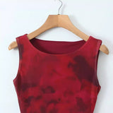 Women Dresses Summer Tie-Dye Mesh Vest Dress Sexy Skirt (Xds0414)