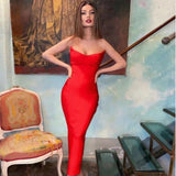 Women Evening Dress Sexy Long Evening Dress Slim Fit Bandage One-Piece Dress