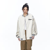 Unisex Jacket Autumn Pu Stitching Rugby Jacket