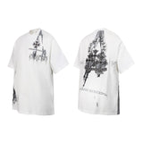 Ch hip-hop t shirts ch kevin splash ink cross embroidered heavy industry round neck short sleeve high street casual
