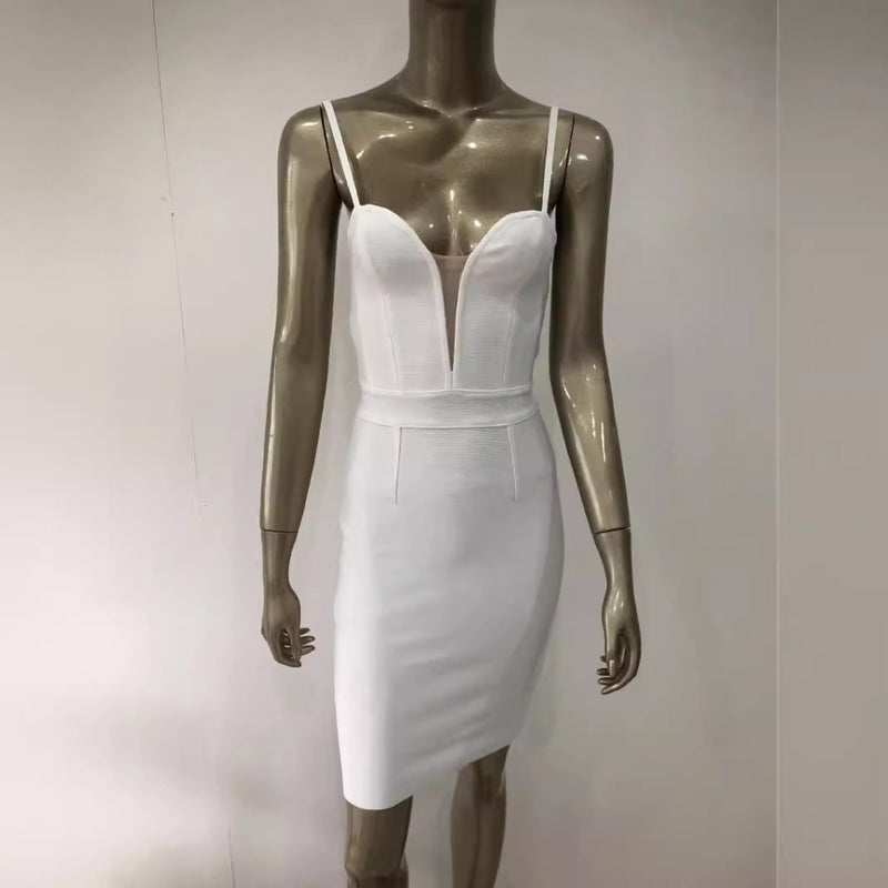 Women Dresses White Bandage Dress Sexy Slim-Fit Banquet Dress (Ont0408)