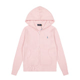 Wool topssweatshirt zipper hooded outwearrl small malaf embroidered macaron color cardiganknitting shirt sweater