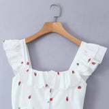 Women Dresses Spring/Summer Cardigan Strawberry Sling Dress (Xds0414)