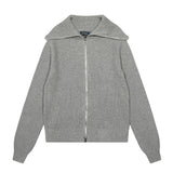 Rlraf pony lapel casualsweetcardiganloosecasual women's fall and winter zippercardiganknitting woolen clothes