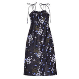 Women Dresses Summer Vintage Floral Sexy Slit Sling Dress (Xds0414)